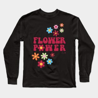 Viva Magenta Colorful Flower Power Sticker Long Sleeve T-Shirt